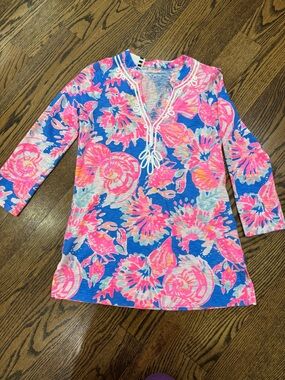 Lilly Pulitzer Womens Bennet Blue Bay Dreamin Kaia Tunic Top XS